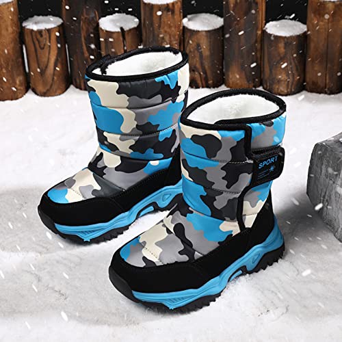 Big Kid Snow Boots Winter Camouflage Boy Shoes W𝐚terproof Hook And Loop Mid Calf Faux Fur Li𝐧ing Winter Shoes2