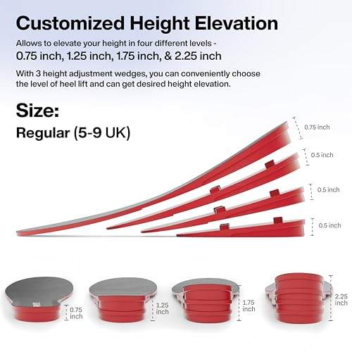 Image of FOVERA Height Increasing Insoles - Gel Height Increase Insole for Shoe for Women - Heel Lift Shoe Pads with 4 Level of Height - Trim to Fit, Breathable Fabric (Regular: 5-9 UK, Pack of 1)