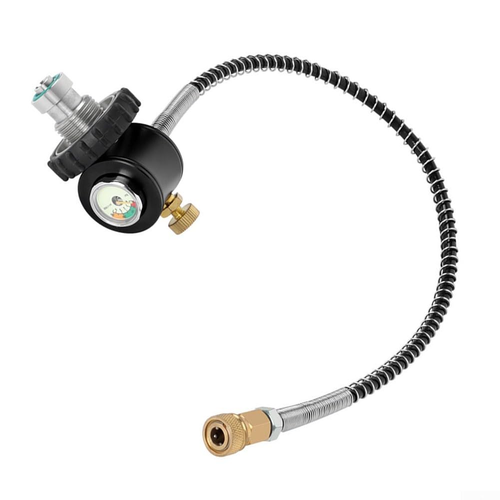 Manometro a cilindro per immersioni subacquee con adattatore DIN G5/8, connettore di riempimento dell'aria in acciaio inossidabile per valvola gonfiabile da 8 mm, gamma 20-30 MPA, nero