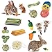 Hjinyu 27PCS Jouets à Mâcher Lapin Jouets Hamster/Lapin Nains pour Soins Dentaires Jouets Petits Animaux avec Bâtons Foin d'herbe Balle en Rotin Naturel pour Cochon d'Inde/Chinchilla