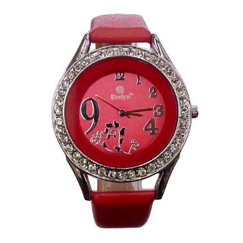 Evelyn Analogue Red Leather Strap Wrist Watch for Women Amazon.in