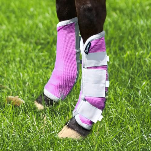 Image of Harrison Howard Horse Fly Boots Leg Guards Fly Boots Protection Set of 4 Light Purple Large Full Size
