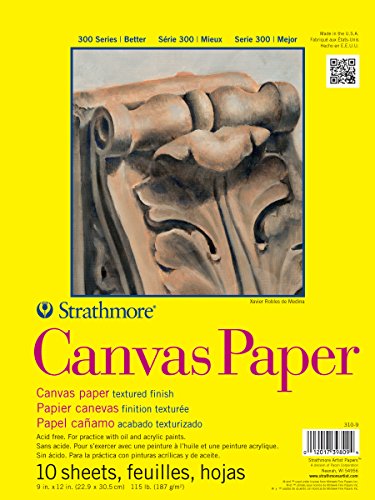 Strathmore 300 Series Canvas Paper Pad, Glue Bound, 9x12 inches, 10 Sheets (115lb/187g) - Artist...