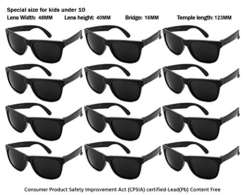 Edge I-Wear 12 Pack School Kids Neon Sunglasses UV400 Protection, for Boys and Girls for 80’s Style Party Sunglasses Party Favors 9402R/BLK-122