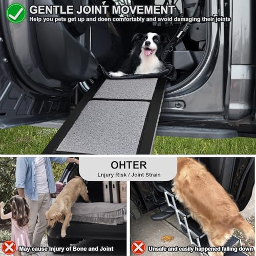 Dog-Ramp-for-CarPortable-Dog-Ramp-with-Non-Slip-Rug-SurfaceFolding-Pet-Steps-for-MediumLarge-DogsExtra-Wide-Dog-Car-Ramp-Up-to-250LBS-Enter-a-CarSUVTruck-63-L-x-17-W Dog Ramp for CarPortable Dog Ramp with Non Slip Rug SurfaceFolding Pet Steps for MediumLarge DogsExtra Wide Dog Car Ramp Up to 250LBS Enter a CarSUVTruck 63 L x 17 W