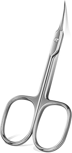 Tijeras de cutículas extrafinas para manicura y pedicura, hoja curva precisa punta puntiaguda kit de aseo para cejas, pestañas y piel seca