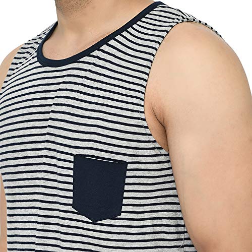 Image of RIGO Men's Striped Slim Fit Vest (SD02201038 Grey