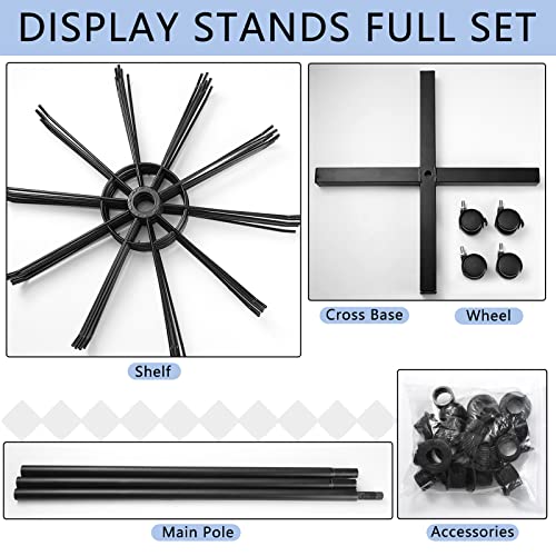 2 Pcs Retail Display Stand 7 Tier Spinner Display Rack Hats Jewelry Keychain Craft Show Rack with Hooks for Malls, Showroom, Retail Store Mall Business (Black)