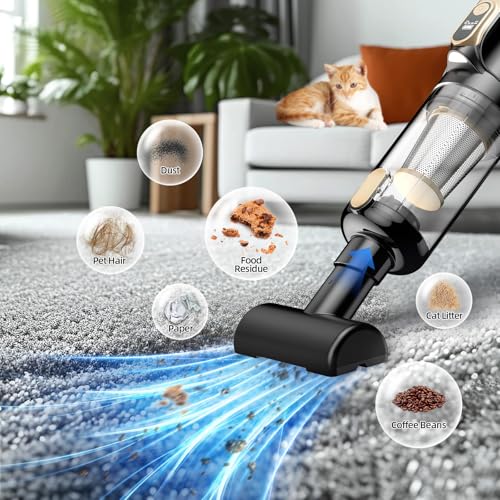 Image of MONOZEL Mini Vacuum Cleaner for Car, 18000Pa 2 in 1 Vacuum Cleaner&Air Duster, 130W Brushless Motor Handheld Vacuum Cordless with 7800mAh Battery, LED Light, Multi-Nozzles for Home, Office, Pet