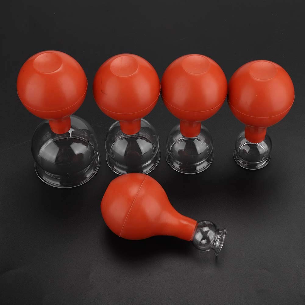 5-teiliges Set Vakuum-Schröpfbecher Set, Glas-Schröpfbecher Schröpfen Manuelle Rückenmassagegeräte für die tägliche gesunde Pflege, Körpertherapie Glasschröpfen für Rückenmassagegeräte Massage-Schrö