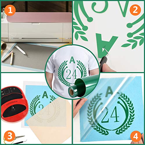 Image of RENLITONG Green HTV Iron on Vinyl 12Inch by 10ft Roll Heat Transfer Vinyl for T-Shirt HTV Rolls for All Cutter Machine - Easy to Cut & Weed for Heat Transfer Design