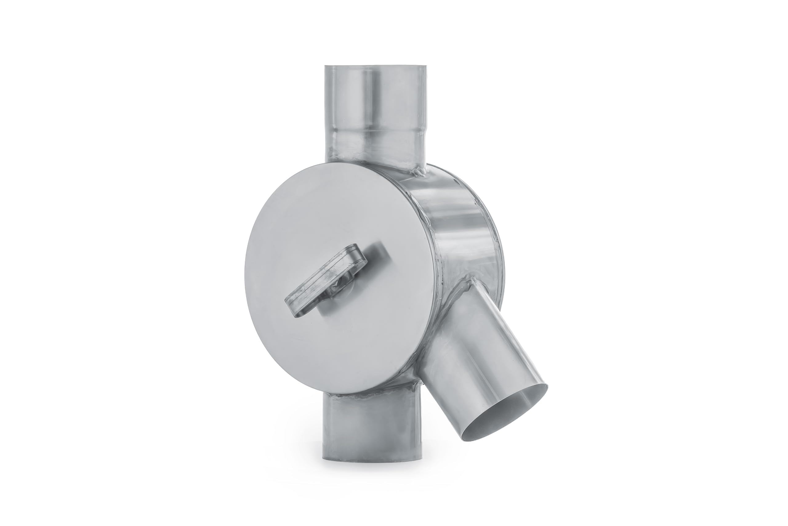 zbs24 Zink Wasserverteiler mit Drehgriff 100mm Regenwasserverteiler aus Titan-Zink für Fallrohre Wasserweiche, Einfach von rechts auf links umbaubar