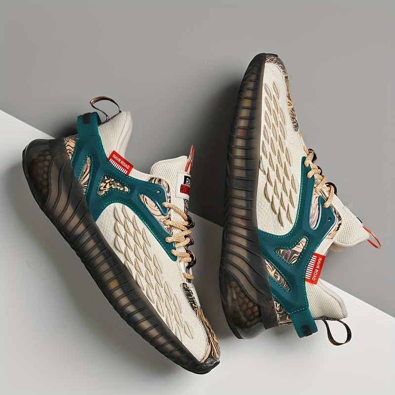 Large Size Fashion Creative Art Running Shoes, Low top mesh Night Running Shoes, Men's Breathable mesh Casual Shoes2