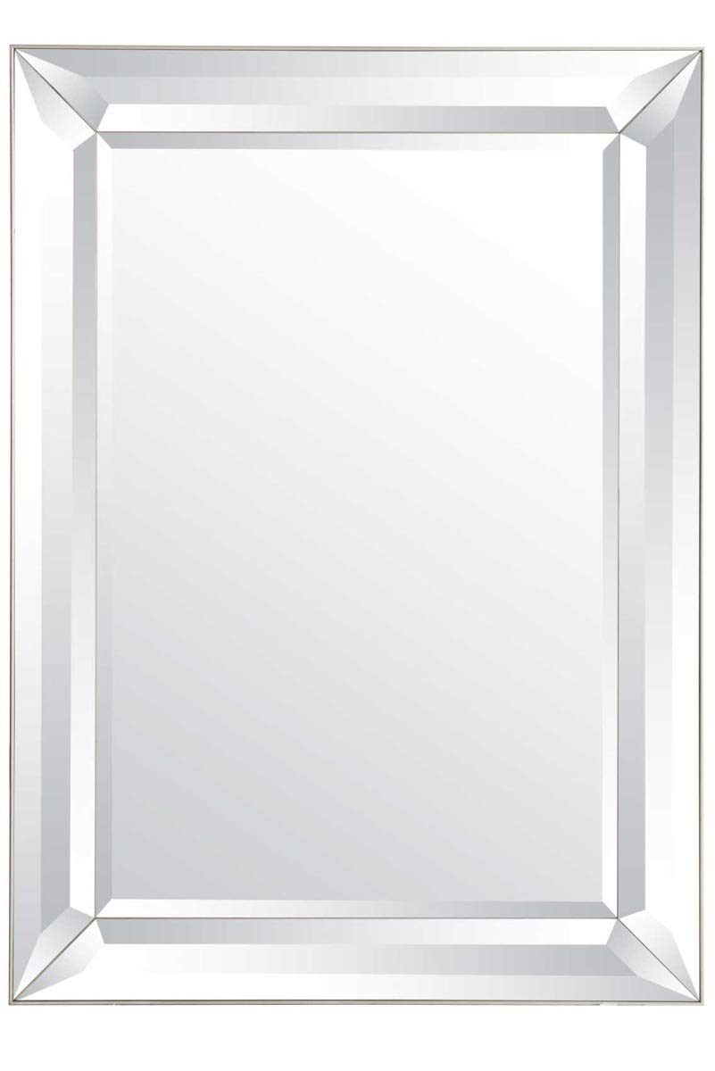 MirrorOutlet Large Venetian Modena Wall Mirror 109 x 78cm Silver Frameless Bevelled