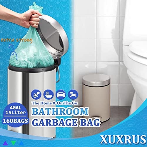 160 Small Trash Bags 4 Gallon Bathroom Garbage Bags Recyclable Wastebasket Bags,Tear & Leak Resistant,Ultra Strong Waste Bags For Kitchen Restroom Living Room Office, Light Green #TOP5