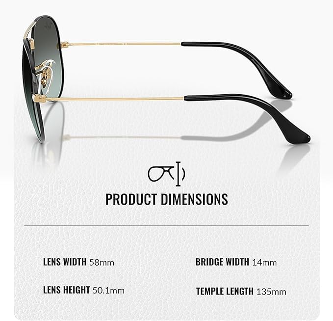 Image of Ray-Ban RB3025 AVIATOR LARGE METAL Pilot Shape Sunglasses for Men & Women with Official Eyewear Kit