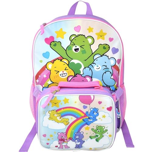 Fast Forward Kids Backpack & Lunch Bag Set Care Bears 5 16 Lightweight School Bookbag with Insulated Lunch Bag Perfect for Preschool & Elementary Girls