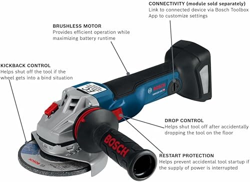 Miniatura 2 de Bosch GWS18V-45CN 18 V EC Sin Escobillas Conectado Listo 4-1/2 In. Amoladora angular (herramienta desnuda)