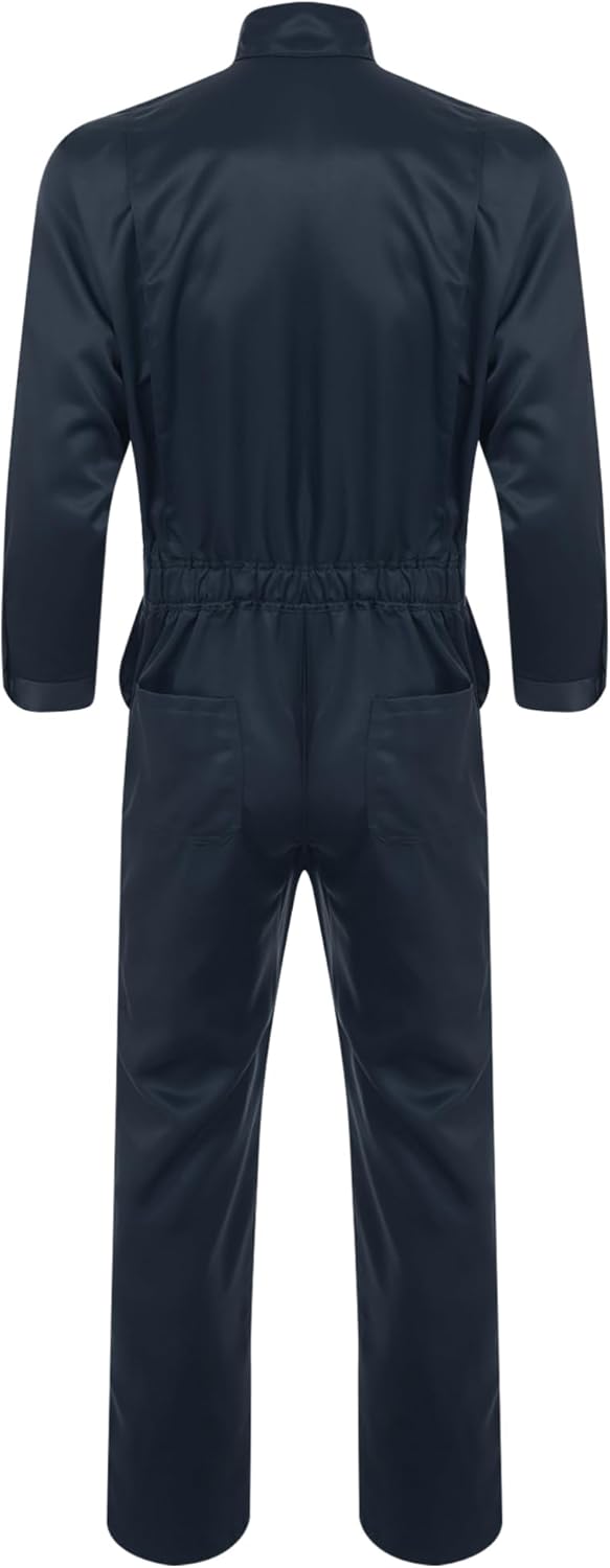 Mens Long Sleeve Front Zip Coveralls Mechanic Uniform Work Jumpsuit Repairman Cosplay Workwear