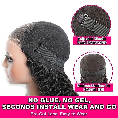 Image of ISEE Hair Glueless Wig Human Hair Deep Wave 7X5 HD Lace Front Wig 26 Inch