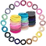 Whaline 200PCS Baby Hair Ties, Multicolor Hair Bands No Crease Hair Elastics Small Ponytail Holders Hair Accessories for Kids Girls Infants Toddlers, 2.5cm in Diameter (20 Colors, 2mm in Thickness)