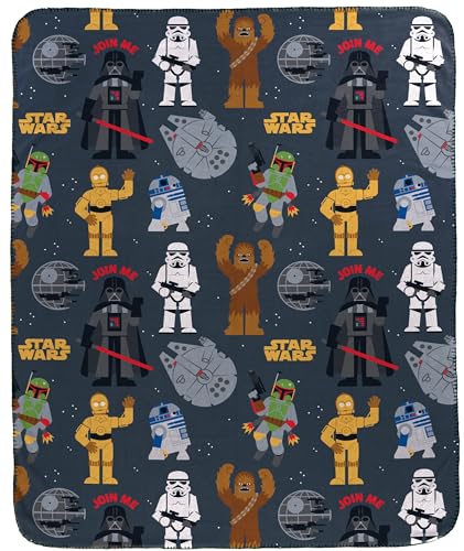 Jay Franco Kids Plush Throw Blanket Soft & Cozy Fleece Throw for Bedroom & Couch Dcor Official Licensed Product Grey - Star Wars 40x50 - Travel Blanket