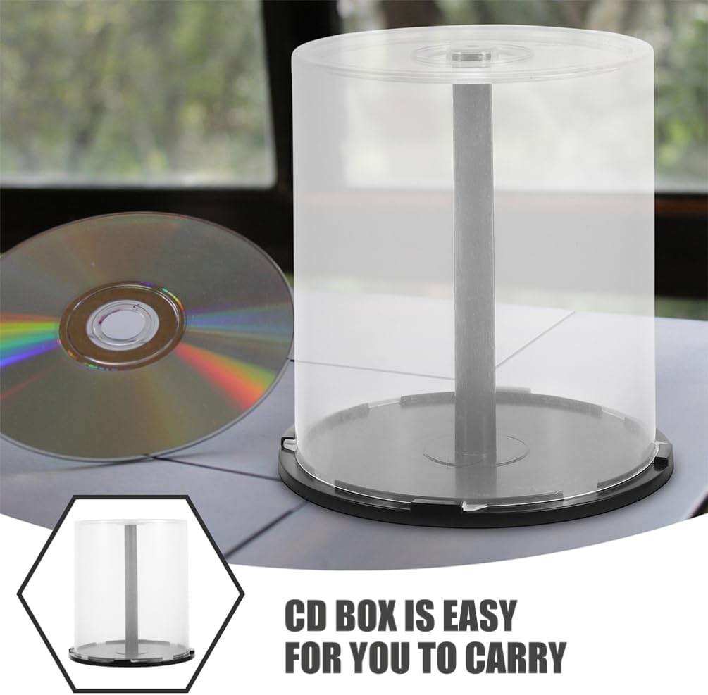 Zerodeko Cd Storage Bucket 4-Pack Compact Disc Organizer Case with Clear Cover DVD Storage Holder for Cds and DVDs Home Office Disc Container Space Saving 100- Capacity
