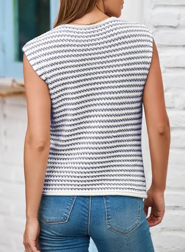 Image of EVALESS Casual Cropped Crochet Cardigan Sweaters for Women Trendy Summer V Neck Sleeveless Sweater Vest Button Up Cardigans