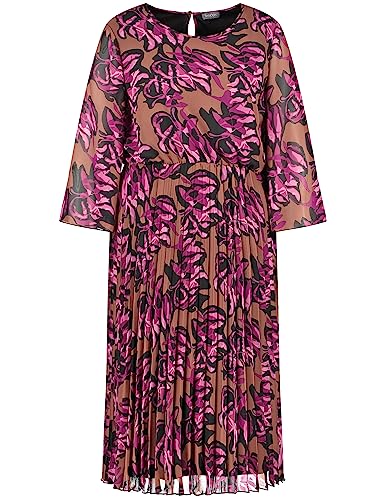 Samoon Damen Midikleid mit plissiertem Rockteil weiter Arm, 3/4 Arm Kleid...