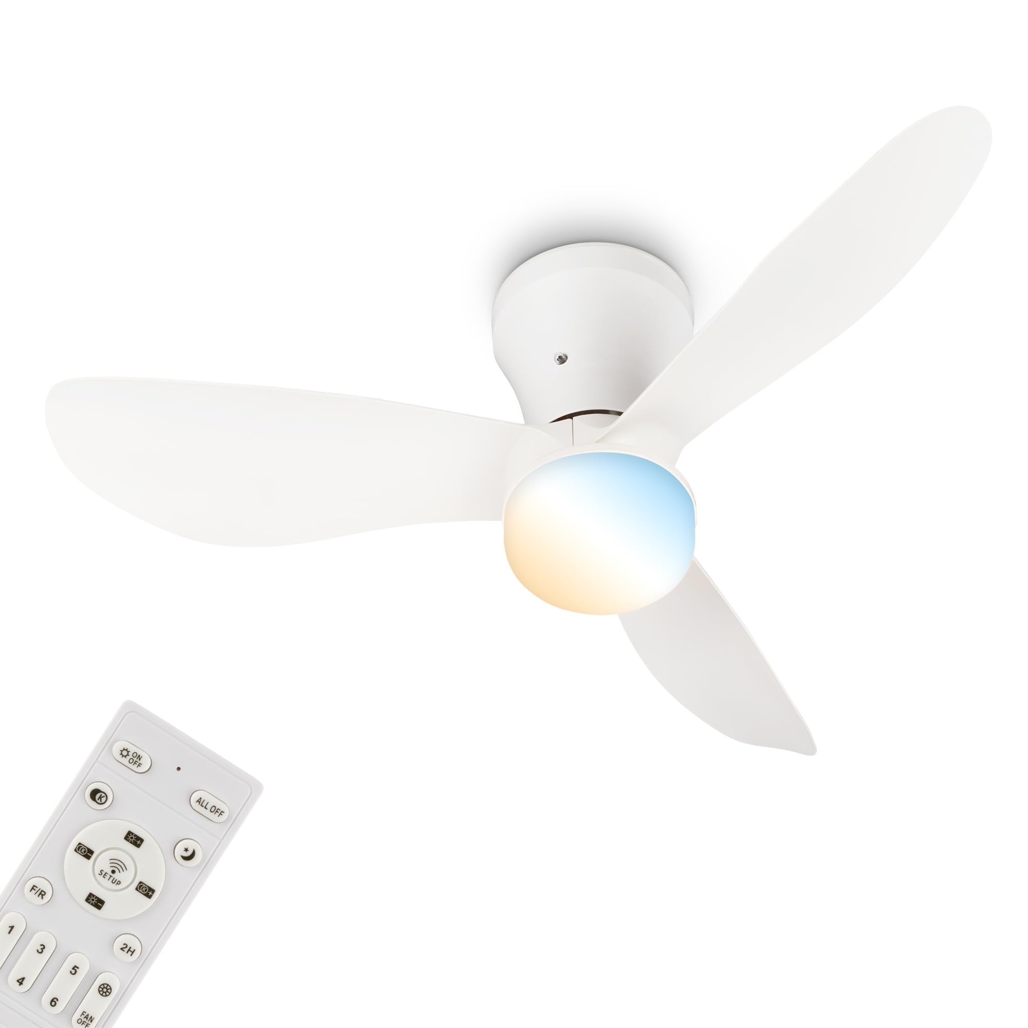 B&Q -  Mains-Powered Led White Cct Remote Control Ceiling Fan Light (Dia)78Cm