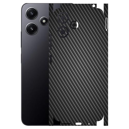 Image of AtOdds - Full Body Back Screen Guard Protector Film - 3D Textured Lamination Wrap Skin Sticker Compatible with REDMI 12 (5G) | Scratchproof Matte Finish (Design - Black CF)
