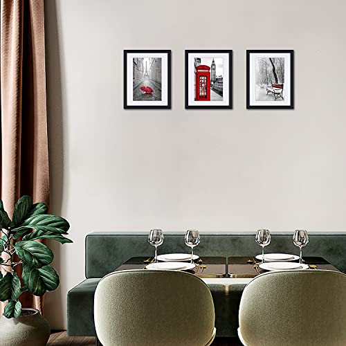 Black White And Red London Paris Wall Art Print Posters Eiffel Tower Decor Big Ben Art Wall Picture For Home Decoration 3 Piece Black Framed Off White Mat Painting Printed On Canvas #TOP1