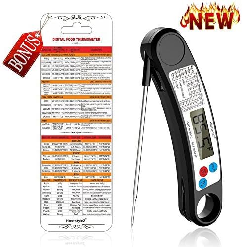 Instant Read Thermometer,Digital Food Thermometer,Accurate Electric Thermometer with Digital LCD Display, Waterproof Kitchen Thermometer for Food,Candy, Milk, BBQ(Black)
