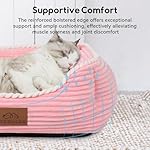 Cat Dog Bed for Pets, Rectangle Pet Bed Gift for Puppy and Kitten, Machine Washable Calming Fluffy Pet Couch Sofa for Indoor Outdoor, Portable Soft Cat Bed with Non-Slip Bottom (Small, Pink) - Image 3