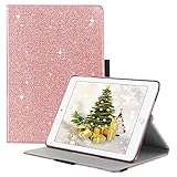 iPad 2017/2018 iPad 9.7 inch Case,BENTOBEN Glitter Sparkle 360 Degree Stand Smart Cover Stylus Holder Auto Wake/Sleep Luxury Faux Leather Protective Case for iPad 9.7 Inch (6th Gen/5th Gen), Rose Gold
