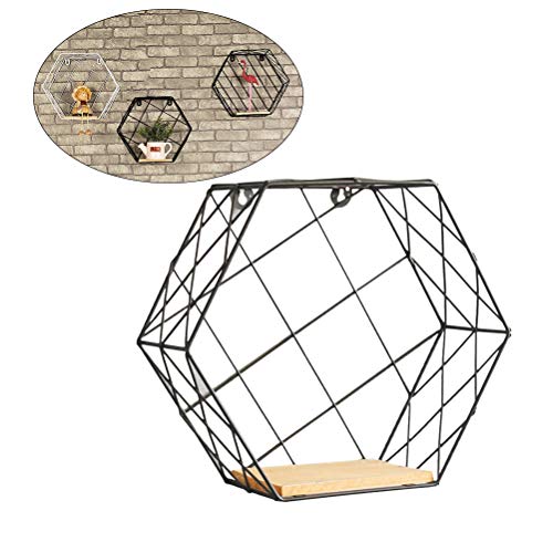 Suporte de prateleira hexagonal para parede de metal para pendurar na parede, prateleira hexagonal,