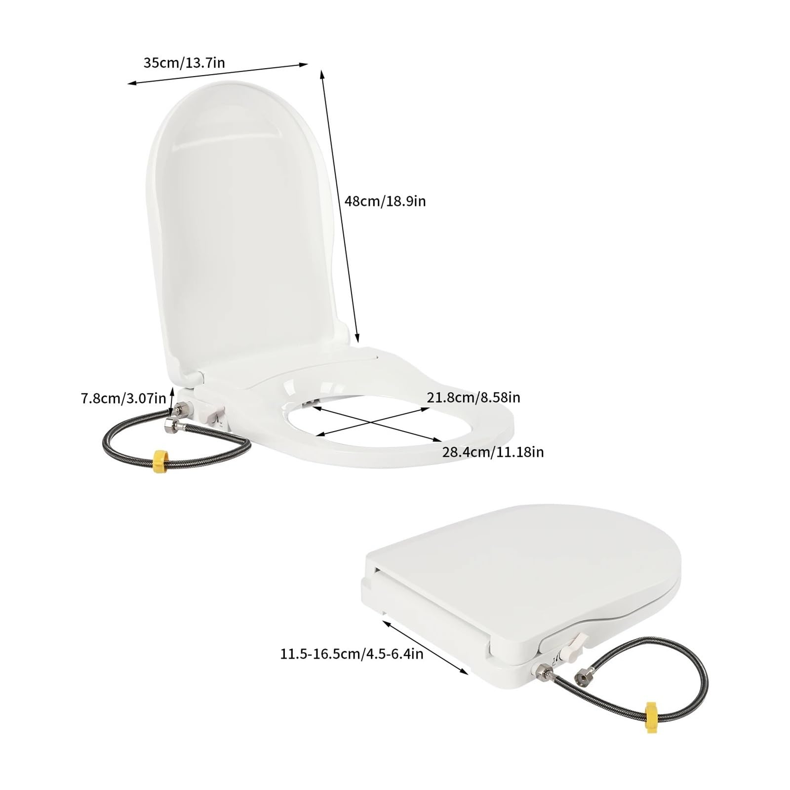Asiento De Inodoro Inteligente Con Boquilla Doble: Reductor Papel Higiénico Ecológico Lavado Delantero/trasero Y Impulsado Por Presión Sin Batería Resistente Y CóModo