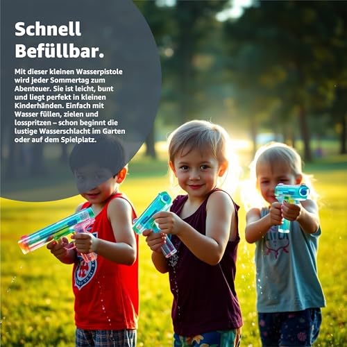 3er Wasserpistolen Set - ca. 12 cm mit großer Reichweite Wasserspritzpistole Spritzpistole klein mini für Kinder