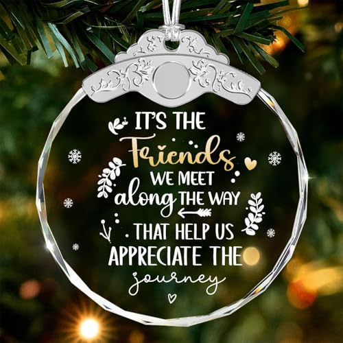 Giftelix Glass Ornament - It's THE Friends WE Meet - Christmas Ornaments Friend Gifts for Women - Best Friend Ornaments for Christmas - Tree Decorations - Friendship Gifts for Friends - X-mas Decor