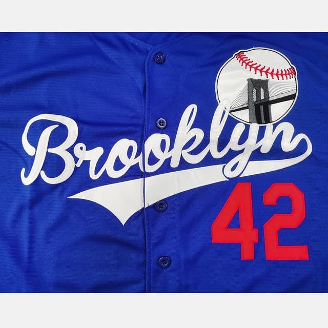 Men's Black 42 Baseball Button Down Jersey 90s Hip Hop Baseball Jerseys Shirts Stitched - Image 5