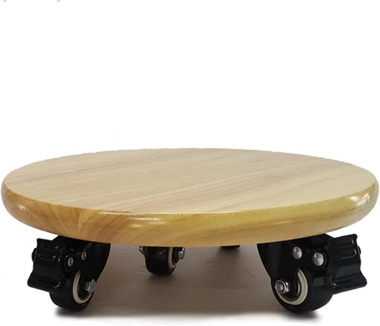 Wooden Vase Base Rolling Wooden Planter Caddy Potted Plant Stand with Wheels Round Flower Pot Rack Indoor Outdoor Planter Trolley 360° Rotating Wooden Vase Stand (Size : 25cm)