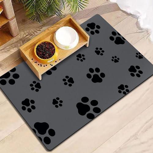 18″×30″ Dog Food Mat-Absorbent Dog Mat for Food and Water, No Stains Quick Dry Cat Food Bowl Mat with Footprints for Messy Drinkers,Dark Grey 18″×30″ Dog Food Mat-Absorbent Dog Mat for Food and Water, No Stains Quick Dry Cat Food Bowl Mat with Footprints for Messy Drinkers,Dark Grey