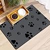 18″×30″ Dog Food Mat-Absorbent Dog Mat for Food and Water, No Stains Quick Dry Cat Food Bowl Mat with Footprints for Messy Drinkers,Dark Grey