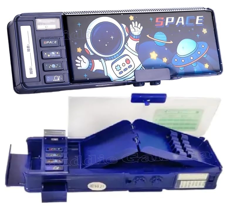 Sanghariyat Plastic Multifunctional Space Password Lock Double Sided Compass Box For Kids, Pencil Box For Boy & Girl, Aesthetic Stationary Items, Space Astronaut Theme Pencil Case, Blue-image-29