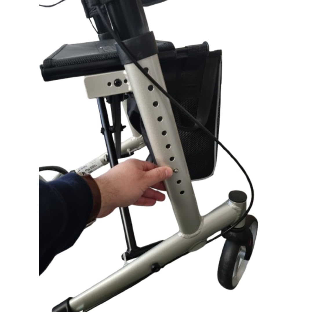 Mobilex Panther 2 Rollator, Aluminium Leichtgewicht 6,8 kg, Faltbar, mit Rückengurt und Tasche, bis 150 kg belastbar, Silber-Schwarz