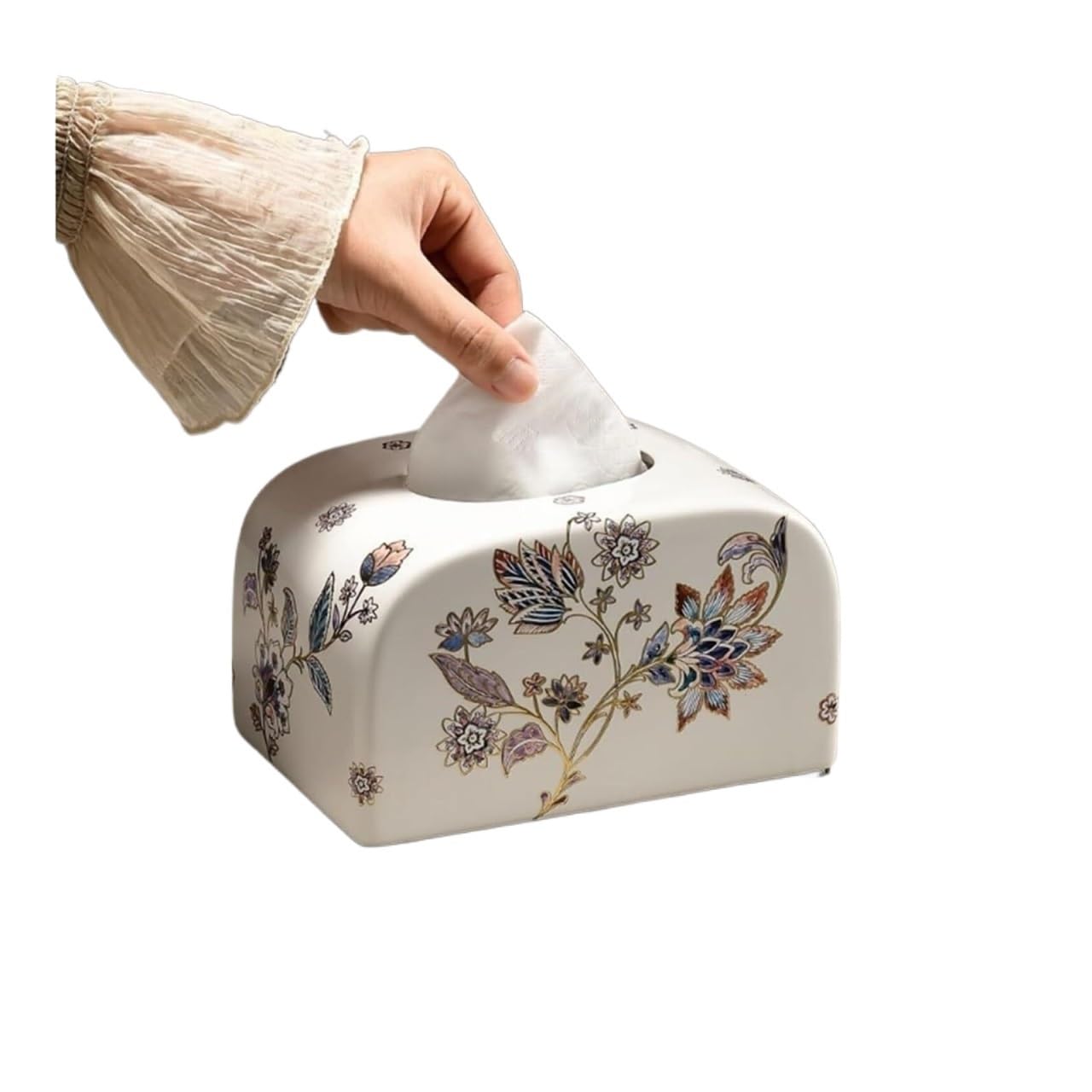 Tissue Dispenser Box Tissue Box Cover Floral Decorative Holder Rectangle For Bathroom House Necessities Apartment Must Haves(C)