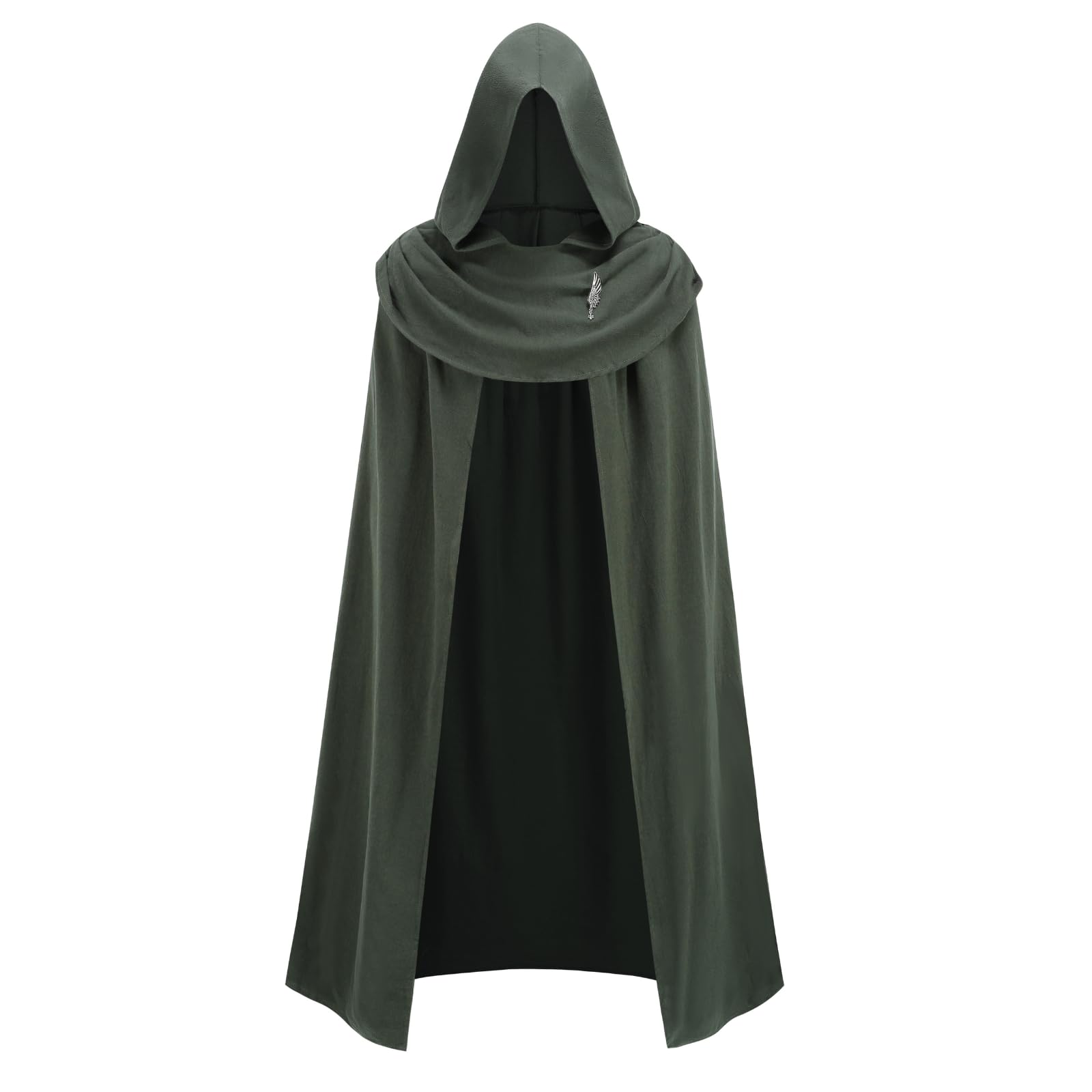 DELIVESS Adult 2 Pack Medieval Hooded Cloak Set with Metal Brooch Renaissance LARP Fancy Dress Halloween Outfit(51.2",Green)