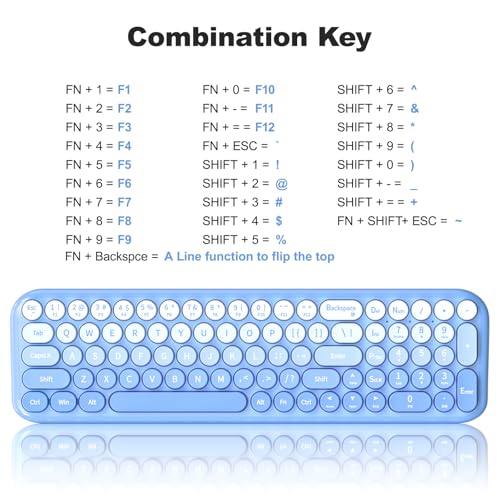 Image of KNOWSQT Wireless Keyboard and Mouse Combo - Blue-Gradient 2.4G Full-Size Typewriter Cute Colorful Keyboards - USB Plug and Play, for Windows, Laptop, Computer, PC, Desktop