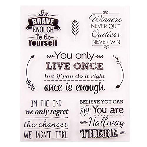 Timbri Trasparenti In Gomma Per Scrapbooking - Frasi In Inglese E Sfondi Per Decorare Cartoline E Foto
