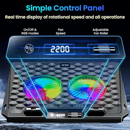Ant Esports NC281 Gaming Laptop Cooling Pad with 2 Fans 110mm, RGB Laptop Cooler Stand with 5 Height Adjustable, Laptop Fan Cooling Pad for Upto... - Image 6